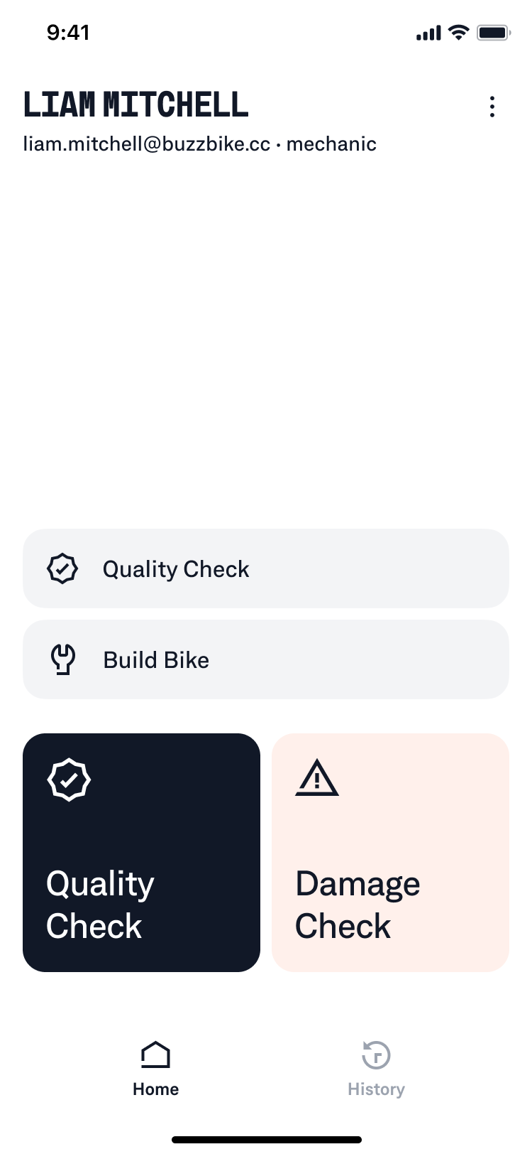Ops app — home screen
