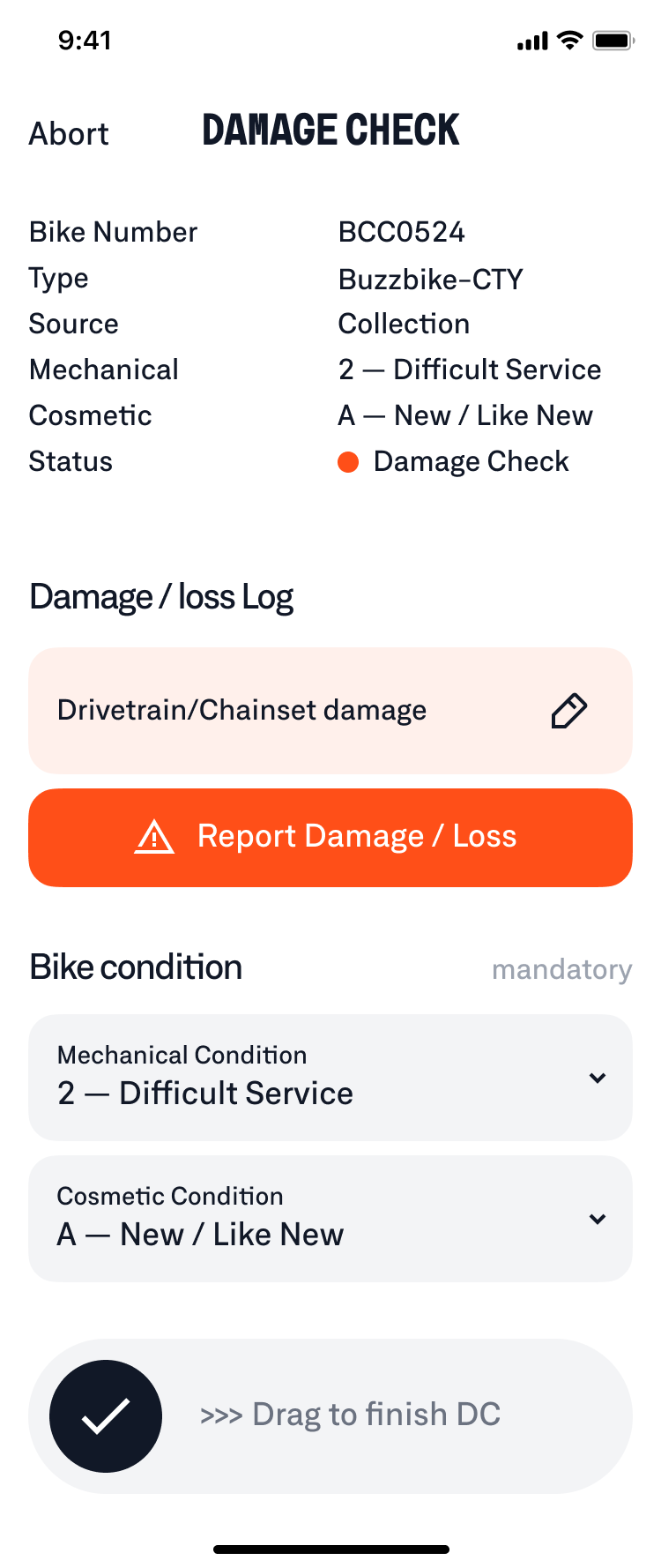 Ops app — damage check