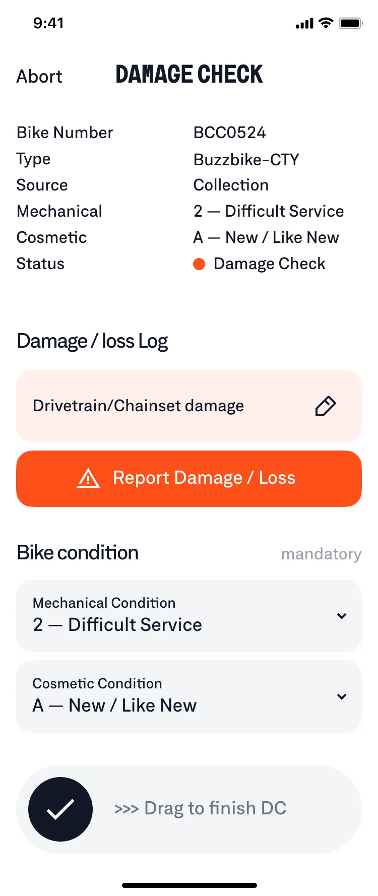 Ops app — damage check