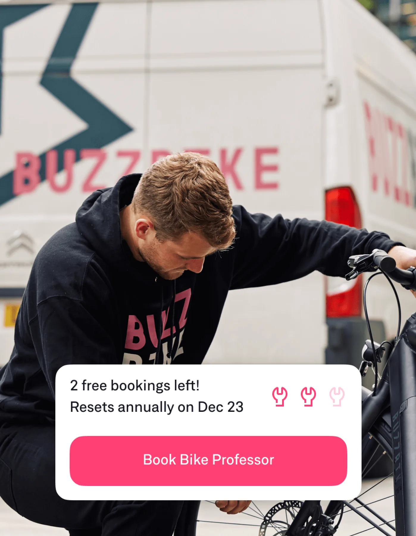 Buzzbike mechanic at work