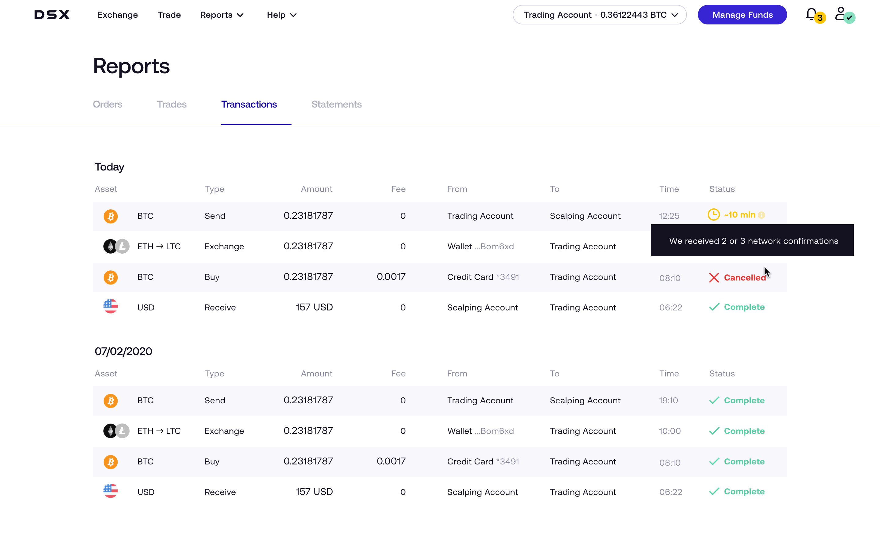 DSX reports interface
