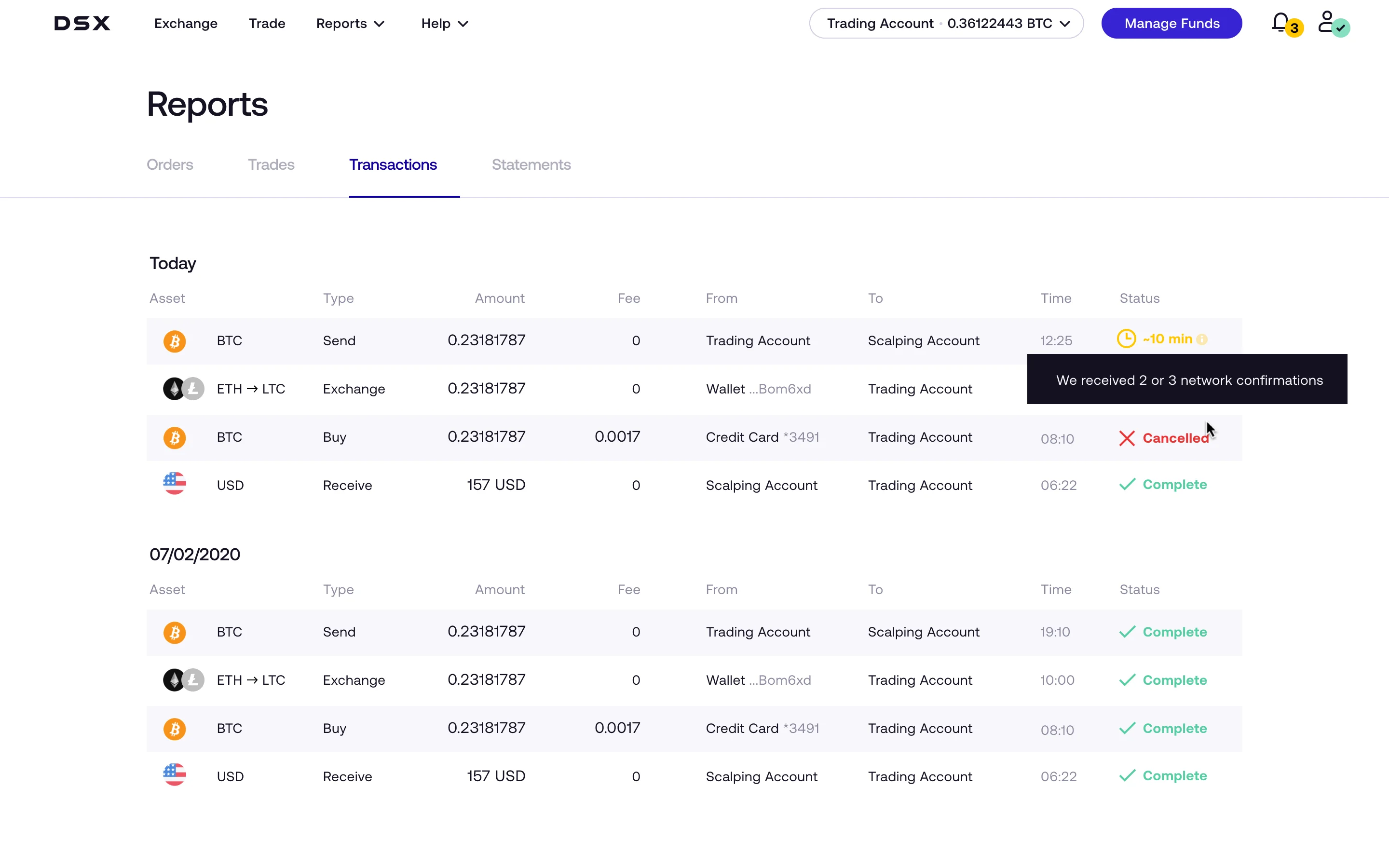 DSX reports interface